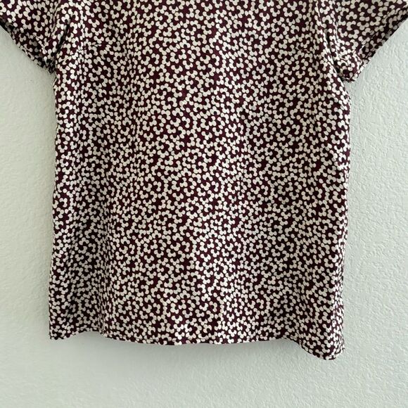 Piamita Burgundy and Cream Floral Silk Blouse - Picture 3 of 8